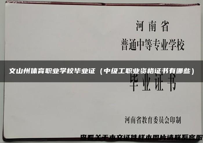 文山州體育職業學校畢業證（中級工職業資格證書有哪些）