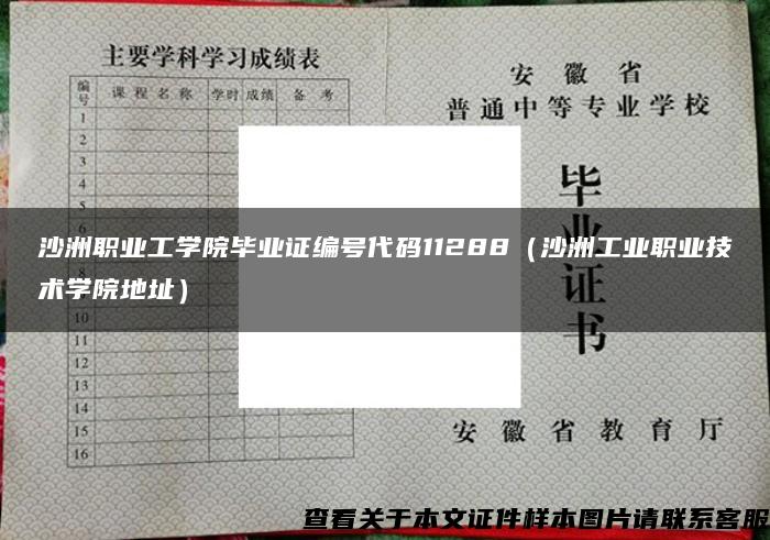 沙洲職業工學院畢業證編號代碼11288（沙洲工業職業技術學院地址）