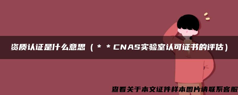 資質認證是什么意思（＊＊CNAS實驗室認可證書的評估）
