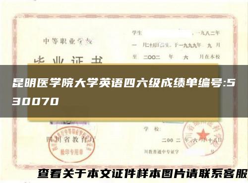 昆明醫學院大學英語四六級成績單編號:530070
