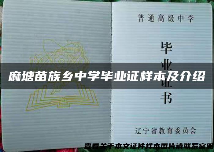 麻塘苗族鄉中學畢業證樣本及介紹
