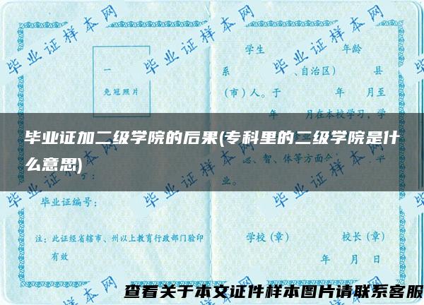 畢業證加二級學院的后果(?？评锏亩墝W院是什么意思)