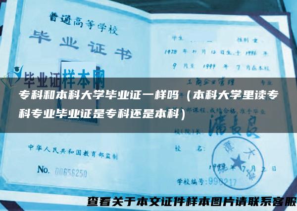 ?？坪捅究拼髮W畢業證一樣嗎（本科大學里讀?？茖I畢業證是?？七€是本科）