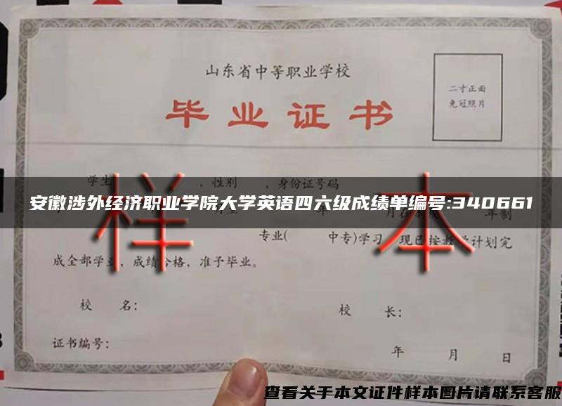 安徽涉外經濟職業學院大學英語四六級成績單編號:340661