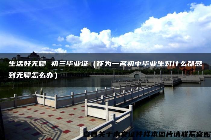 生活好無聊 初三畢業證（作為一名初中畢業生對什么都感到無聊怎么辦）