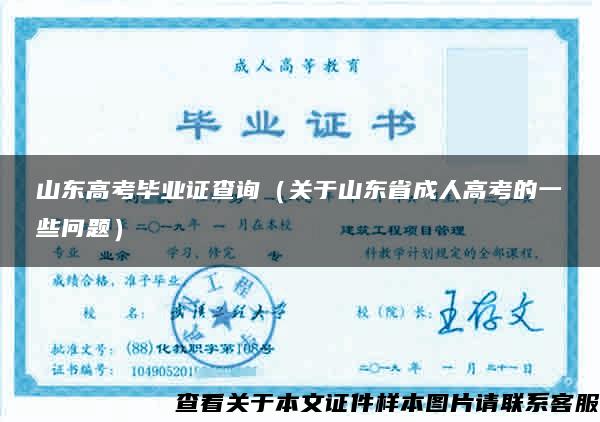 山東高考畢業證查詢（關于山東省成人高考的一些問題）