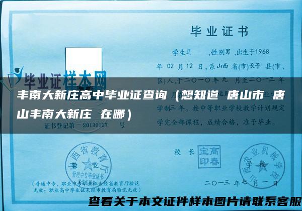 豐南大新莊高中畢業證查詢（想知道 唐山市 唐山豐南大新莊 在哪）
