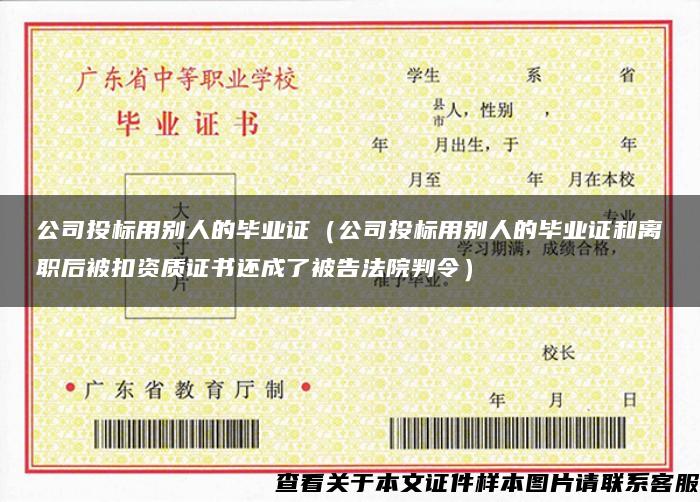 公司投標用別人的畢業證（公司投標用別人的畢業證和離職后被扣資質證書還成了被告法院判令）