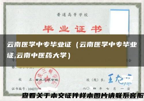云南醫學中專畢業證（云南醫學中專畢業證,云南中醫藥大學）
