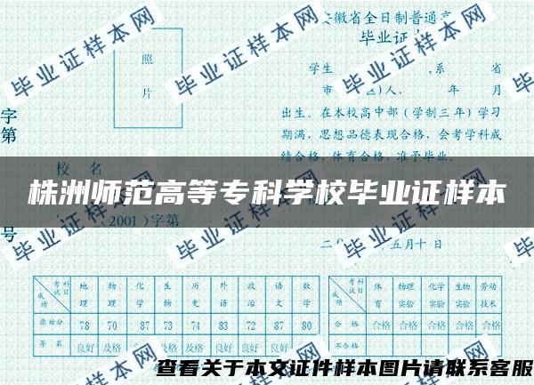 株洲師范高等?？茖W校畢業證樣本