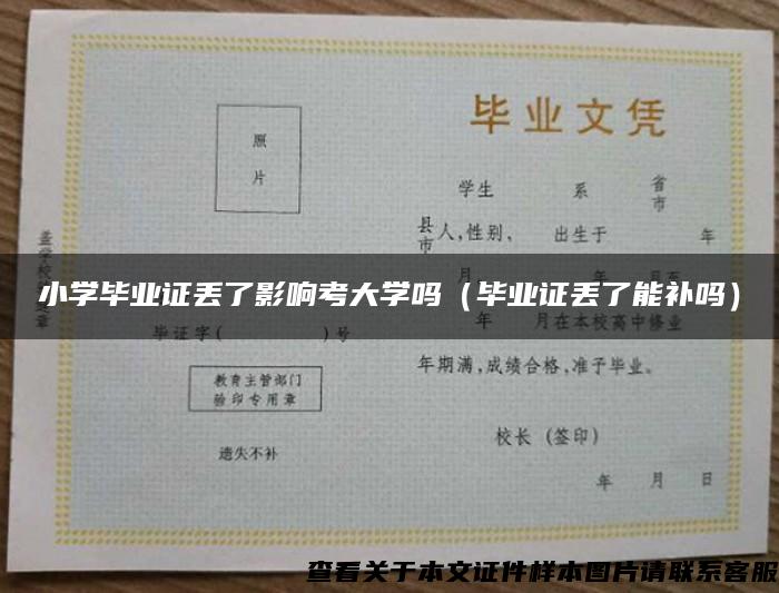 小學畢業證丟了影響考大學嗎（畢業證丟了能補嗎）