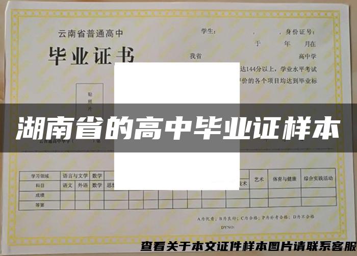 湖南省的高中畢業證樣本