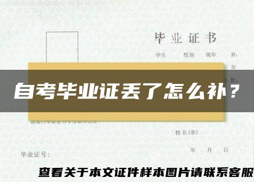 自考畢業證丟了怎么補？
