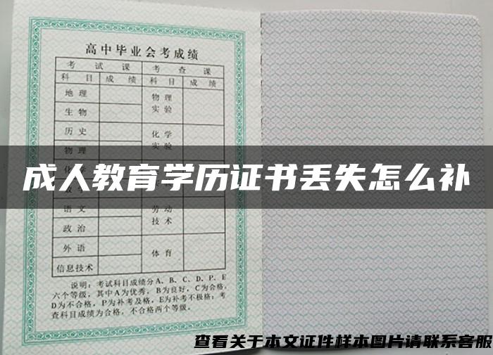 成人教育學歷證書丟失怎么補