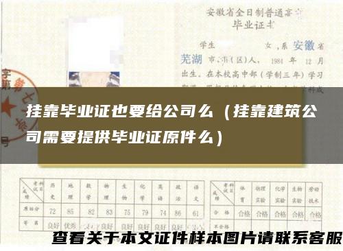 掛靠畢業證也要給公司么（掛靠建筑公司需要提供畢業證原件么）
