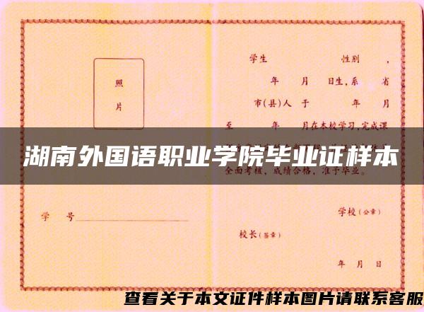 湖南外國語職業學院畢業證樣本