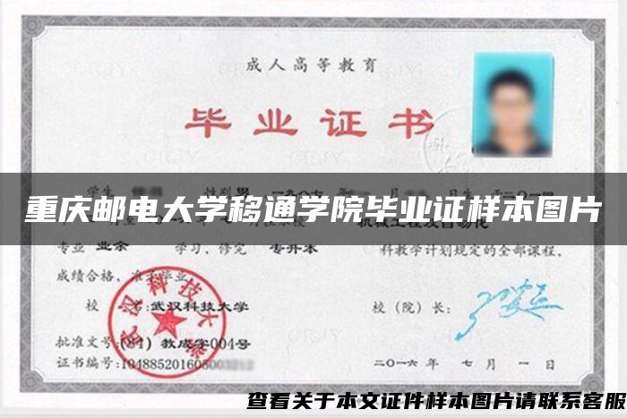 重慶郵電大學移通學院畢業證樣本圖片