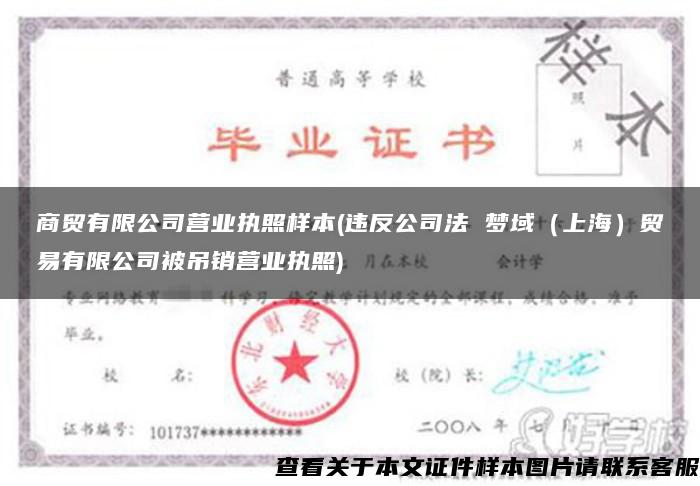 商貿有限公司營業執照樣本(違反公司法 夢域（上海）貿易有限公司被吊銷營業執照)