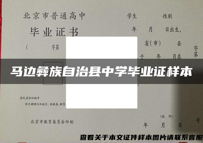 馬邊彝族自治縣中學畢業證樣本