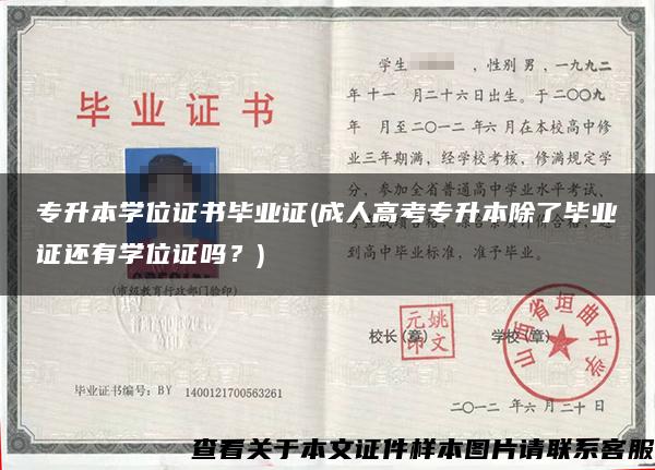 專升本學位證書畢業證(成人高考專升本除了畢業證還有學位證嗎？)