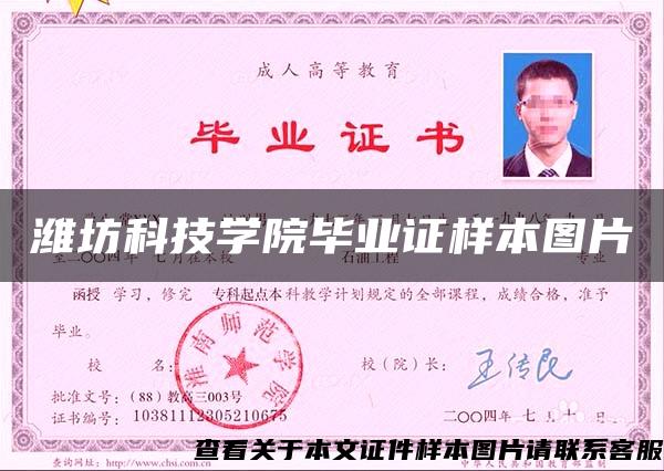 濰坊科技學院畢業證樣本圖片
