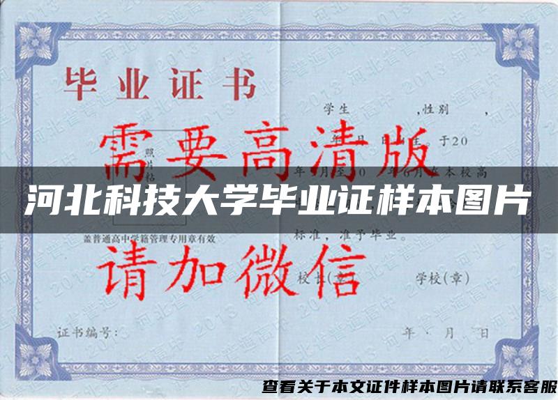 河北科技大學畢業證樣本圖片