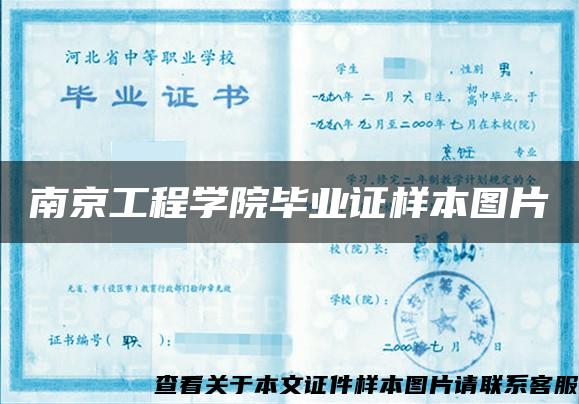 南京工程學院畢業證樣本圖片