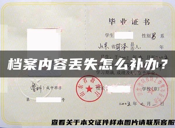檔案內容丟失怎么補辦？