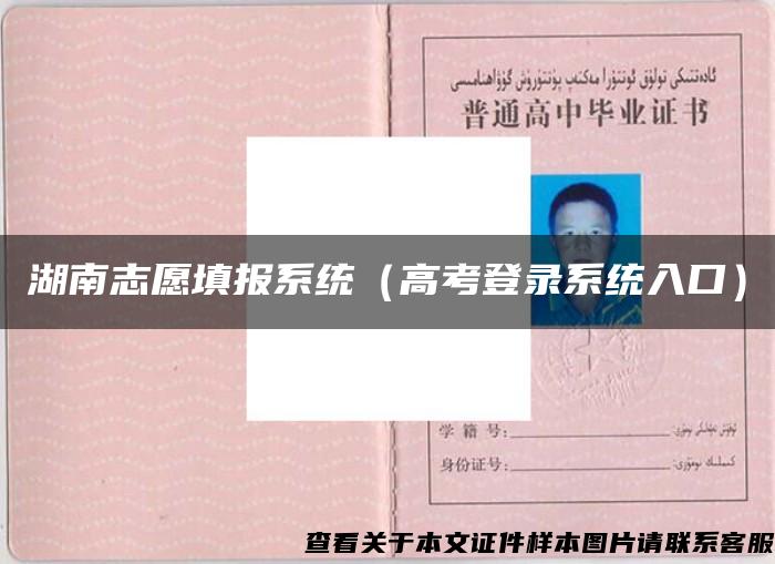 湖南志愿填報系統（高考登錄系統入口）