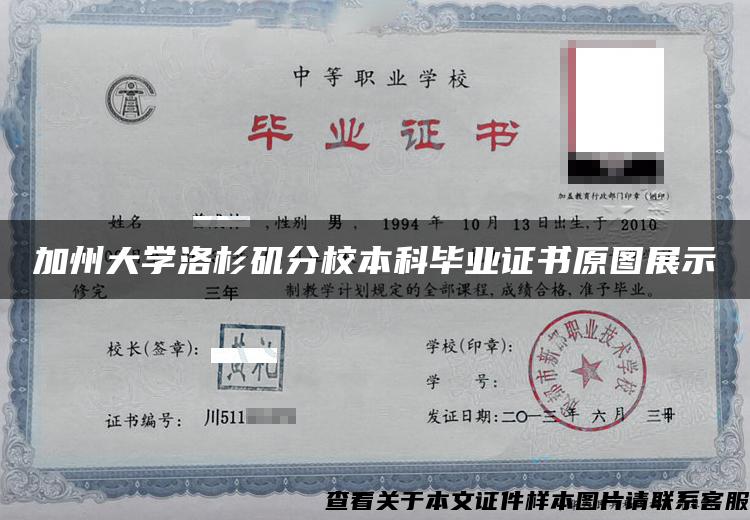 加州大學洛杉磯分校本科畢業證書原圖展示