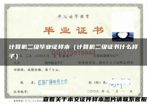 計算機二級畢業證樣本（計算機二級證書什么樣子）