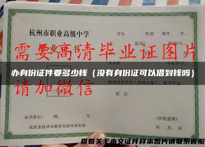 辦身份證件要多少錢（沒有身份證可以借到錢嗎）