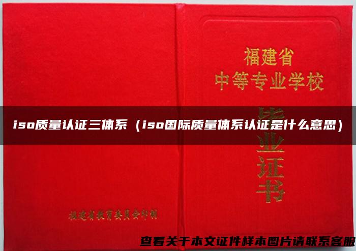 iso質量認證三體系（iso國際質量體系認證是什么意思）