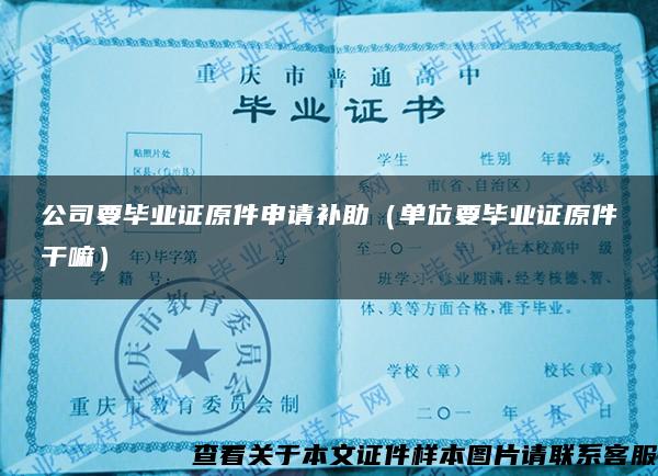 公司要畢業證原件申請補助（單位要畢業證原件干嘛）