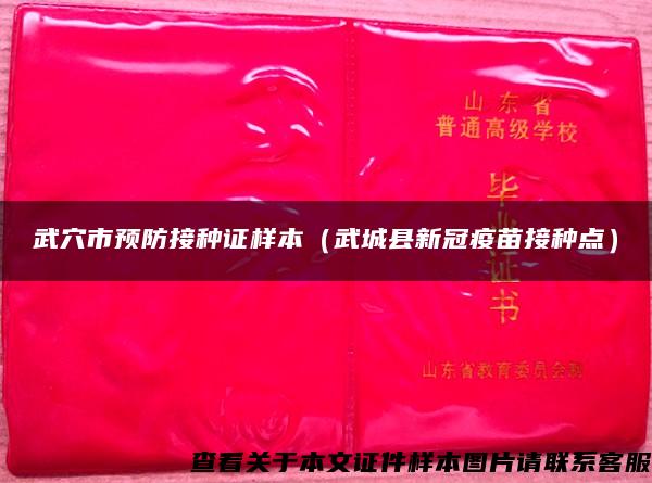 武穴市預防接種證樣本（武城縣新冠疫苗接種點）