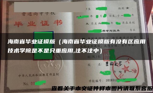 海南省畢業證模版（海南省畢業證模版有沒有區應用技術學院是不是只重應用,注不注中）
