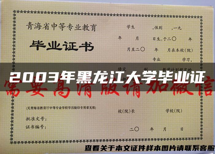 2003年黑龍江大學畢業證