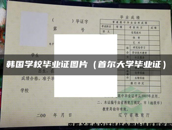 韓國學校畢業證圖片（首爾大學畢業證）