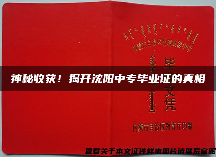 神秘收獲！揭開沈陽中專畢業證的真相