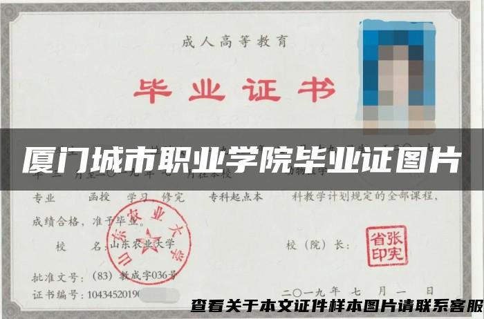 廈門城市職業學院畢業證圖片
