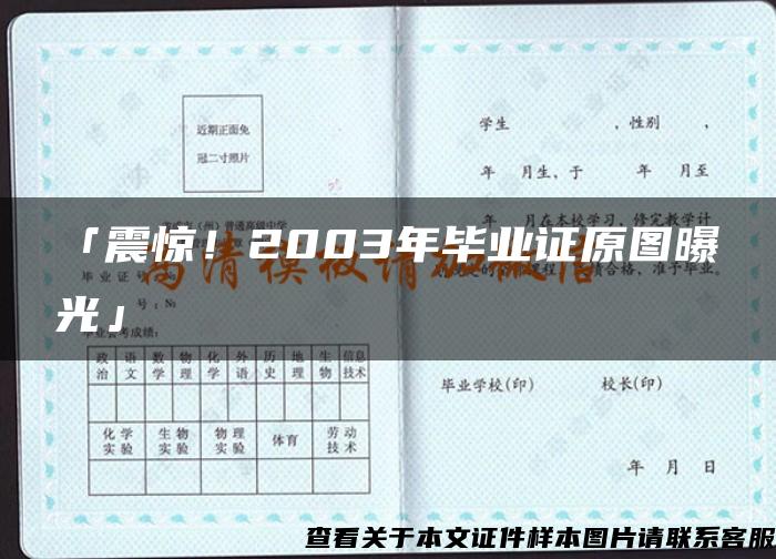 「震驚！2003年畢業證原圖曝光」