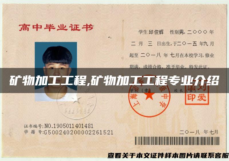 礦物加工工程,礦物加工工程專業介紹