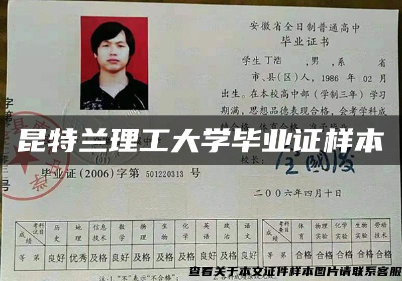 昆特蘭理工大學畢業證樣本