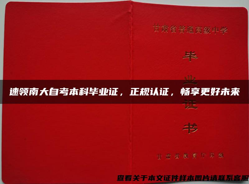 速領南大自考本科畢業證，正規認證，暢享更好未來