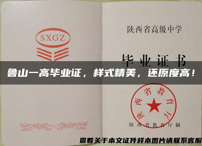 魯山一高畢業證，樣式精美，還原度高！