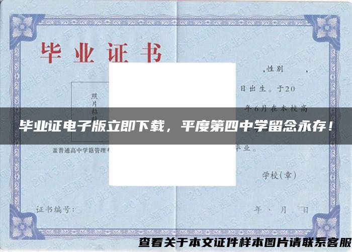 畢業證電子版立即下載，平度第四中學留念永存！