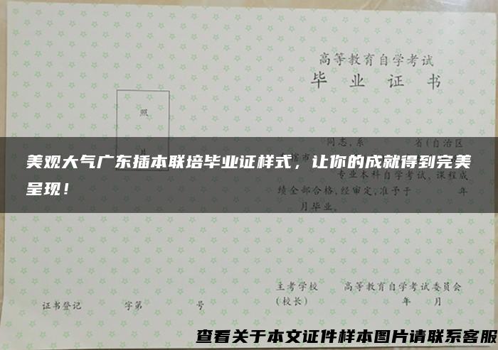 美觀大氣廣東插本聯培畢業證樣式，讓你的成就得到完美呈現！