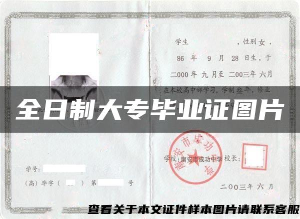 全日制大專畢業證圖片