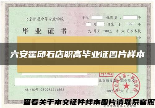 六安霍邱石店職高畢業證圖片樣本