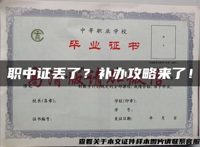 職中證丟了？補辦攻略來了！